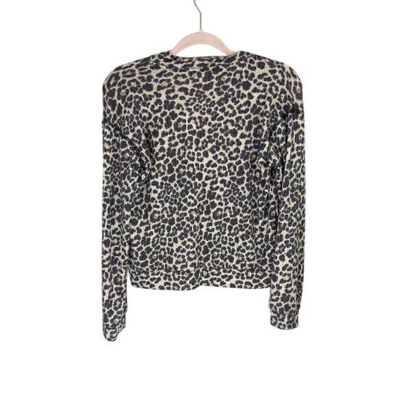 NWT Crown Of Hearts L Quarter Zip Waffle Cheetah Mob Wife Loungewear Pullover - Picture 6 of 6